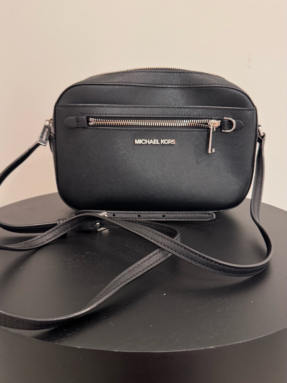 Michael Kors Black Saffiano Crossbody Camera Bag